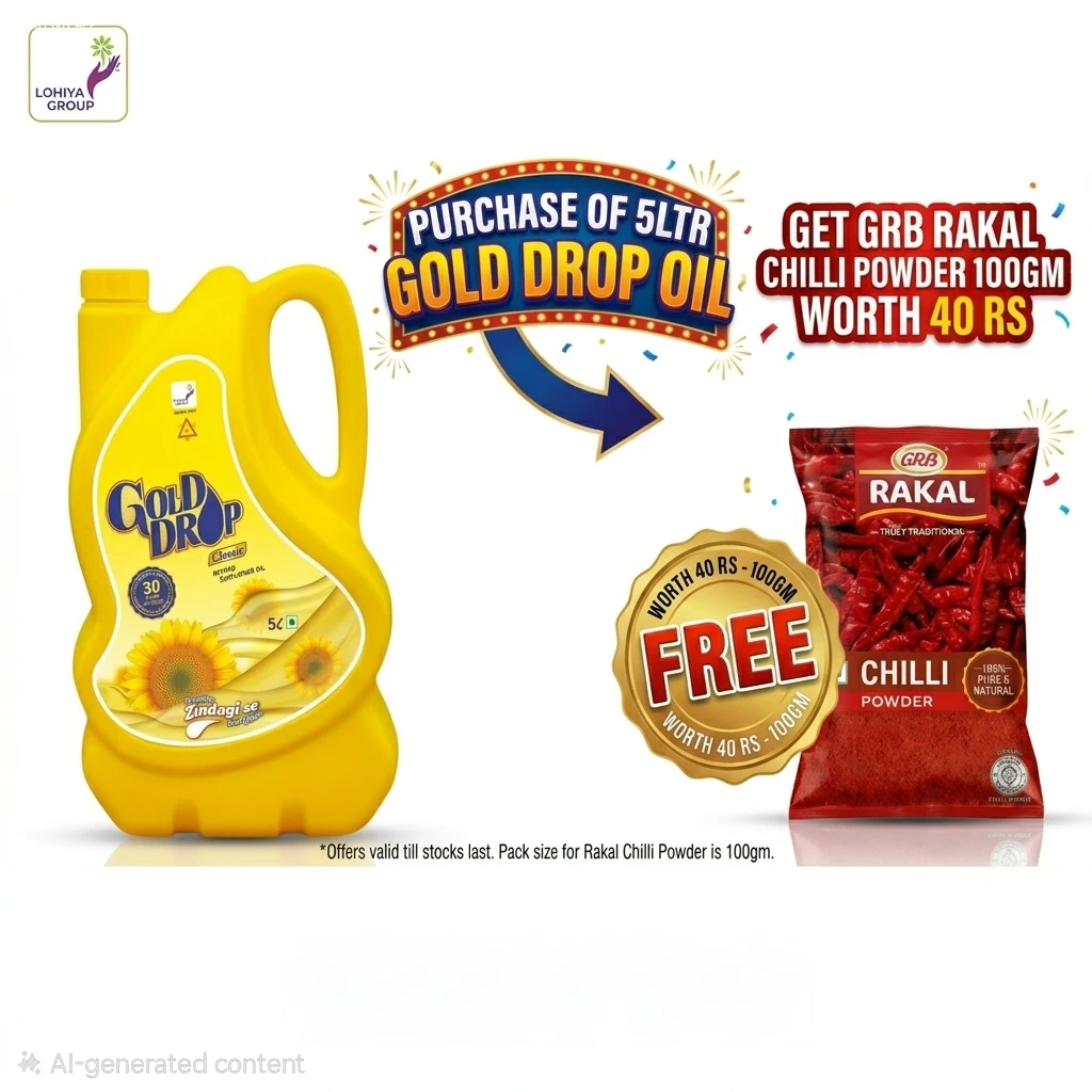 Gold Drop Refined Sunflower Oil 5 Ltr ( MRP. 1088) ( chilli offer )