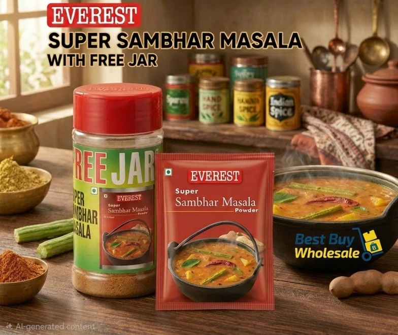 Everest Super Sambar Masala 100gm Pet Jar Free (MRP.72/-)