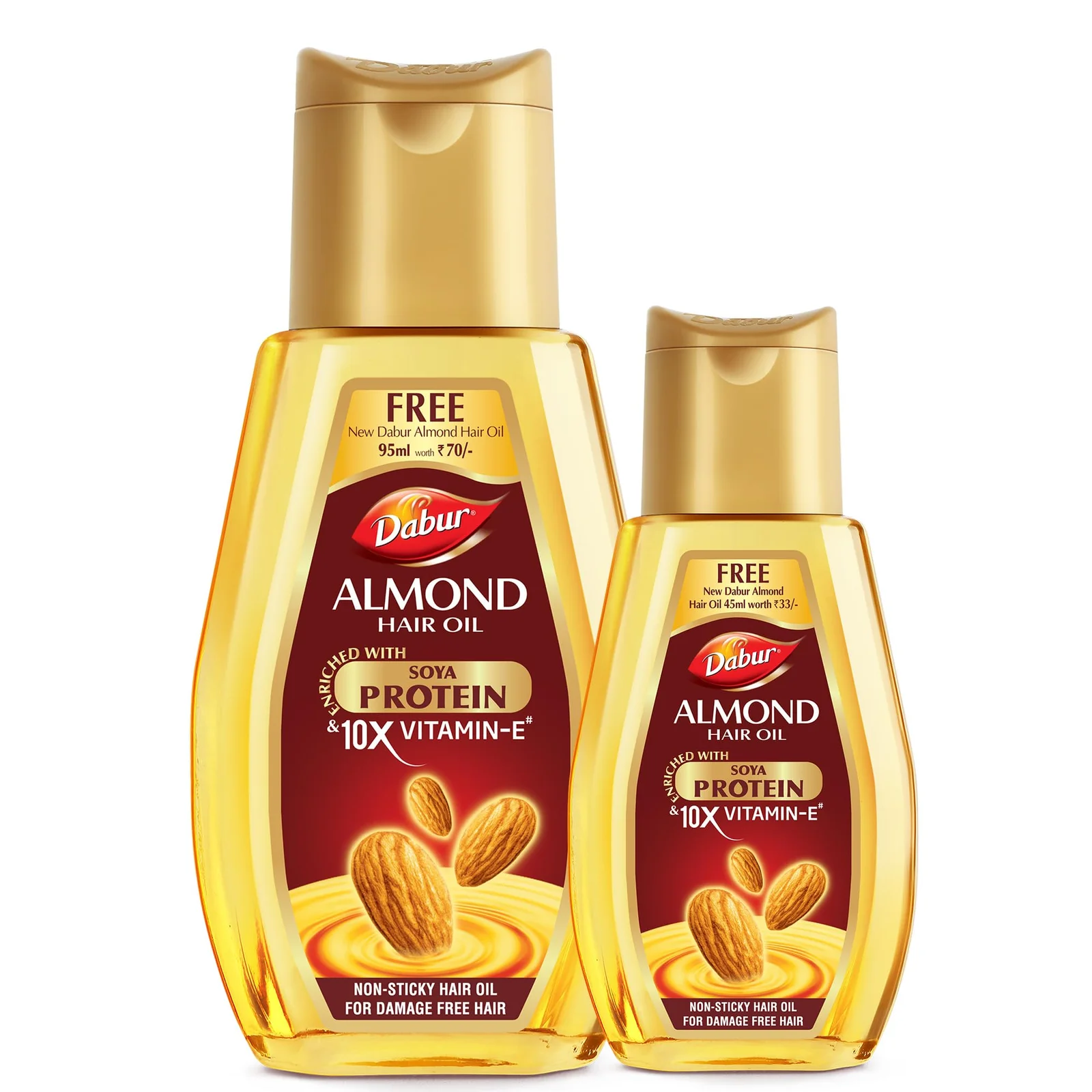 DABUR ALMOND OIL 95ML+45ML , MRP.66/-