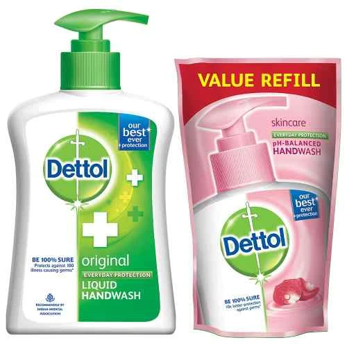 Dettol Original Liquid Handwash 200ml With Skincare Liquid Refill 175ml(MRP.99/-)