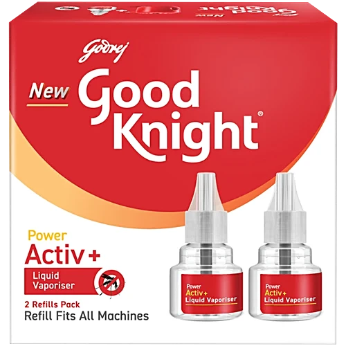 Good Knight Power Activ+ Liquid Vapouriser Mosquito Repellent Refill, 45 ml (Pack of 2) MRP.165/-