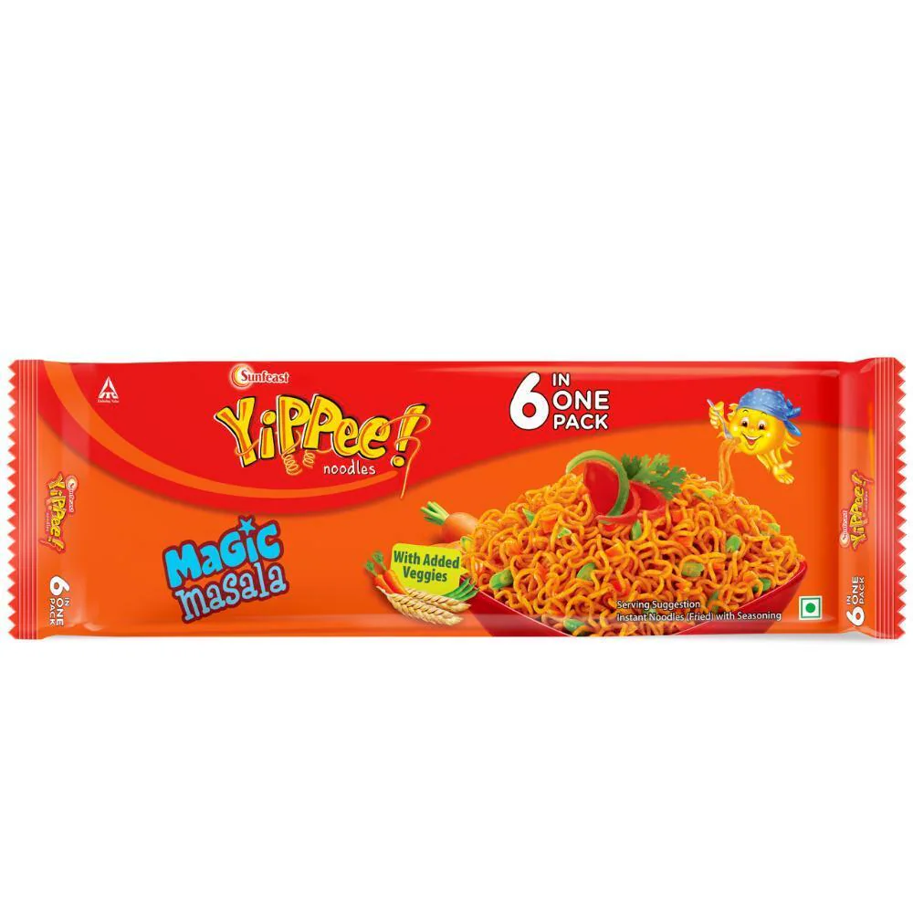 YiPPee Magic Masala Noodles with Added Veggies (6 in 1) 420gm MRP.90/-